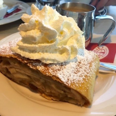 Apple strudel with Whipped Cream & Vanilla Sauce